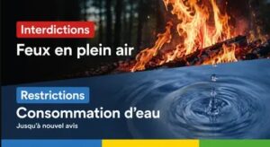 Restrictions sur la consommation d’eau et interdictions des feux en plein air